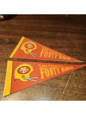 VINTAGE Lot of 2 San Fransisco 49ers 9 Inch Mini Pennant